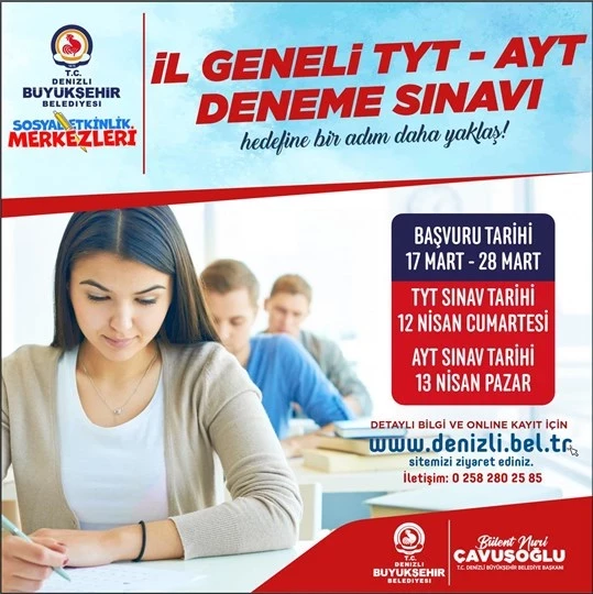 Denizli Büyükşehir’den il genelinde TYT ve AYT deneme sınavı