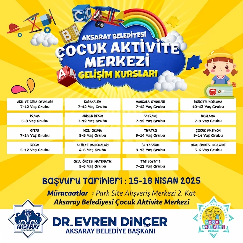 AKSARAY BELEDİYESİ’NDEN ÇOCUKLARA ÜCRETSİZ GELİŞİM KURSLARI